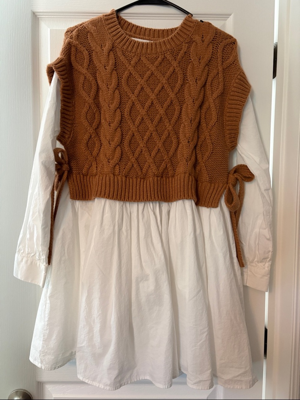 Altar’d  State Brown Cable-Knit Sweater Vest Dress